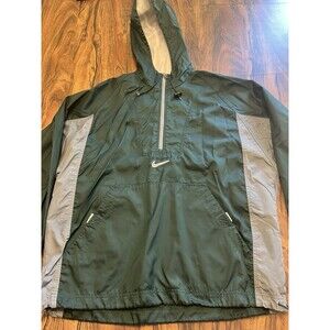 Vtg Nike Y2K Center Swoosh Pullover Nylon Windbreaker Green Mens Sz M 1/2 Zip